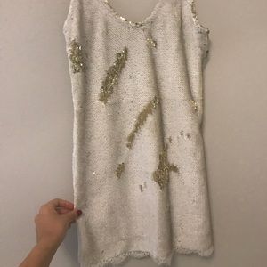 seeing double sequin slip dress ivory
